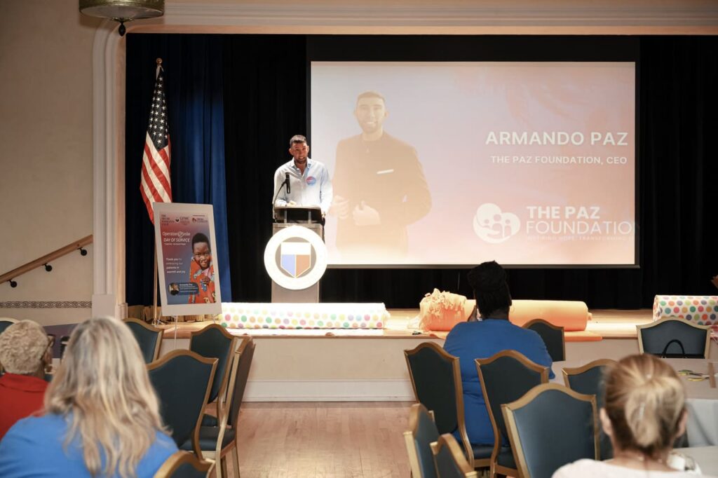 GFWC Operation Smile Miami, The Miami Woman's Club Day of Service, Operation Smile Blanket Drive, No-Sew Fleece Blankets GFWC, Smile Bags creation, Operation Smile Patients Support, Armando Paz Guest Speaker, The Paz Foundation Sponsorship, Community Service Miami.